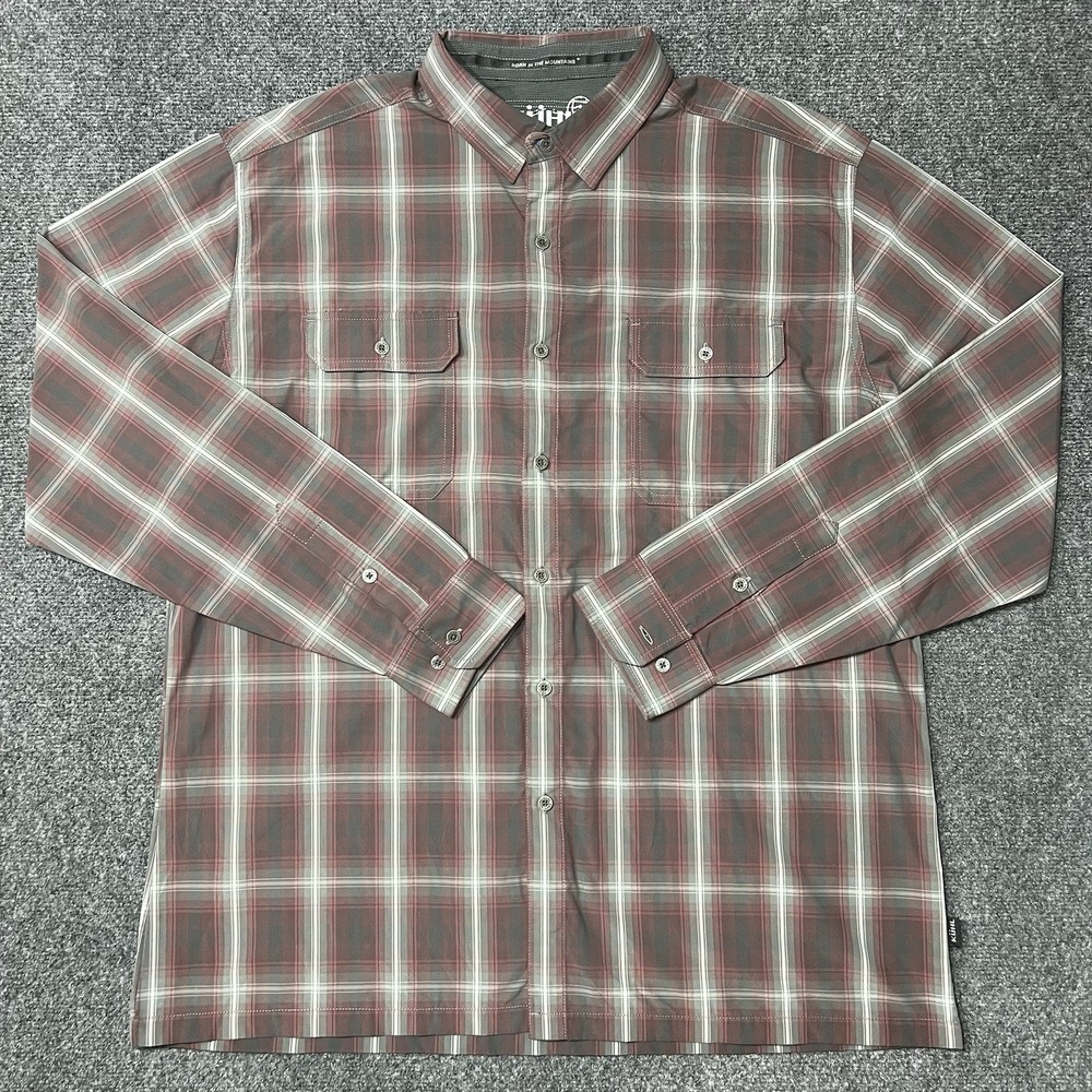 Kuhl Eluxur Shirt Mens XL Maroon Button Up Hiking Outdoor Casual Long Sleeve